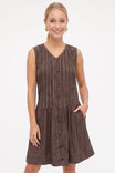 Contrast Stitch Button Front Mini Dress