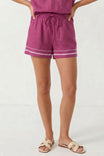 Contrast Trim Linen Shorts