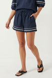 Contrast Trim Linen Shorts