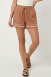 Contrast Trim Linen Shorts