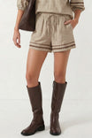 Contrast Trim Linen Shorts