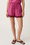 Scallop Trim Linen Shorts