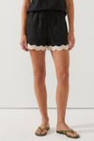 Scallop Trim Linen Shorts