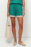 Scallop Trim Linen Shorts