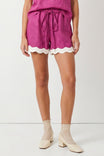 Scallop Trim Linen Shorts