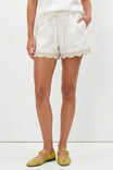 Scallop Trim Linen Shorts