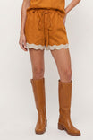 Scallop Trim Linen Shorts