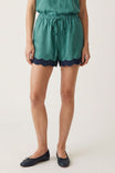 Scallop Trim Linen Shorts