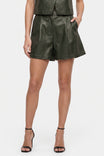 Tailored Vegan Leather Pleated Shorts