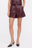 Tailored Vegan Leather Pleated Shorts
