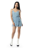 Denim Ruffled Wrap Tie Romper