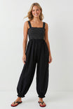 Contrast Smocking Balloon Leg Jumpsuit