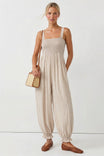 Contrast Smocking Balloon Leg Jumpsuit