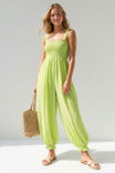 Contrast Smocking Balloon Leg Jumpsuit