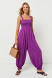 Contrast Smocking Balloon Leg Jumpsuit