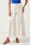 Scallop Hem Tiered Maxi Linen Skirt