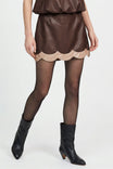 Scallop Hem Vegan Leather Mini Skort