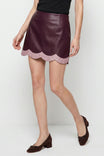 Scallop Hem Vegan Leather Mini Skort