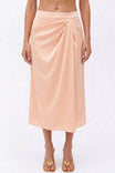Talia Draped Satin Midi Skirt