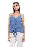 Button Down Waist Tie Cami Top