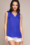 Banded Button Down Sleeveless Top