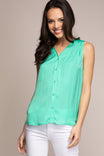 Banded Button Down Sleeveless Top