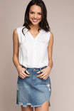 Banded Button Down Sleeveless Top