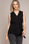 Collared Top With Waist Belt