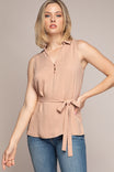 Collared Top With Waist Belt