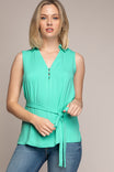 Collared Top With Waist Belt
