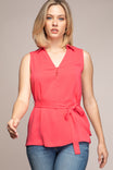 Collared Top With Waist Belt
