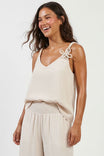 3d Twisted Flower Silky Tank Top