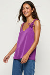 3d Twisted Flower Silky Tank Top