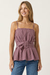 Buckle Pleated Sleeveless Top