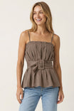 Buckle Pleated Sleeveless Top