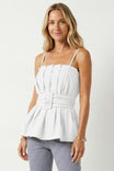 Buckle Pleated Sleeveless Top