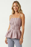 Buckle Pleated Sleeveless Top