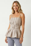 Buckle Pleated Sleeveless Top