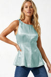 Satin Peplum Top With Cord Detail