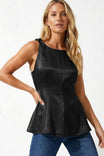 Satin Peplum Top With Cord Detail