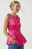 Satin Peplum Top With Cord Detail