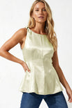 Satin Peplum Top With Cord Detail
