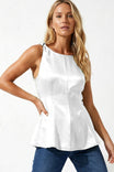 Satin Peplum Top With Cord Detail