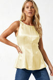 Satin Peplum Top With Cord Detail