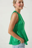 Satin Peplum Top With Cord Detail