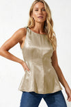 Satin Peplum Top With Cord Detail