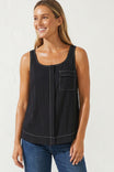 Contrast Stitch Detail Sleeveless Top
