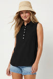 Shell Button Detail Sleeveless Top
