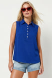 Shell Button Detail Sleeveless Top