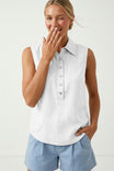 Shell Button Detail Sleeveless Top
